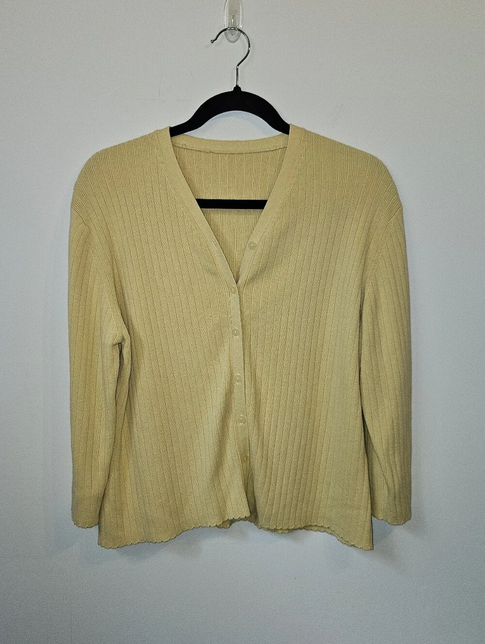 Butter Yellow Ribbed Cotton Cardigan Large
